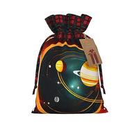 Solar System Jupiter Saturn - 1 bolsa de Navidad con cordón de 4.7 x 6.9 pulgadas, bolsa robusta para regalos y artículos esenciales de uso diario