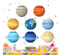 Solar System Planet Decorations - 8-Piece 12-Inch Space-Themed Hanging Lantern Set for Science Classrooms, Kids’ Rooms, Birthday Parties, Ceiling Decor, School Projects, and Educational Fun