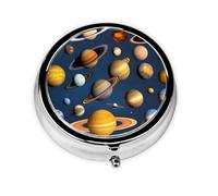 Solar System Planets - Pastillero de 3 compartimentos, una caja de medicamentos portátil que contiene vitaminas, medicamentos, aceite de pescado y suplementos.