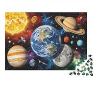 Solar System Planets Puzzles 1000 Piezas Reciclable Material Cosmic Space Puzzle para Adultos Excelente Idea de Regalo Fun Family Gaming Time Activity 38x26cm/1000pcs