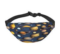 Solar System Planets - Riñonera multifuncional, libera tus manos, cierre de cremallera, se puede cruzar y atar alrededor de la cintura, mochila de viaje para montañismo, correr, color negro, talla