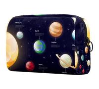 Solar System Planets Universe - Bolsa de cosméticos para mujer, neceser de viaje, bolsa organizadora de maquillaje grande con cremallera, multicolor, 18.5x7.5x13cm/7.3x3x5.1in, Neceser
