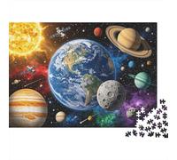 Solar System Puzzle 1000 Piezas Reciclable Paper Space Exploration Adult Jigsaws Accesorios para Juegos de Fiesta Developing Boy & Girl‘s Intelligence Educational 70x50cm/1000 Piezas