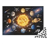 Solar System Puzzle para Adultos 1000 Piezas Reciclable Space Exploration Senior Puzzles Difícil e Imposible Challenging Alivia la Demencia Senil Activity 52x38cm/1000pcs