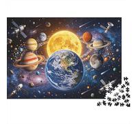 Solar System Space Puzzle 1000 Piezas Reciclado Material Cosmic Galaxy Puzzles for Chico & Chica A Partir de 6 Años Educativo Juego Desafío Padre-Hijo Juguete 52x38cm/1000pcs