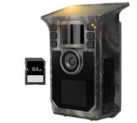 Solar Trail Camera 4K 64MP Game Camera, 5000mAh Forever Power, 64GB Memory Card and Ip67 Waterproof 130°Wide Angle Night Vision for Outdoor Wildlife Detection, Monitoring Trail Cameras