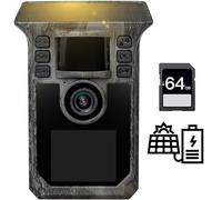 Solar Trail Camera 4K 64MP Game Camera, 5000mAh Forever Power, 64GB Memory Card and Ip67 Waterproof 130°Wide Angle Night Vision for Outdoor Wildlife Detection, Monitoring Trail Cameras