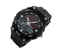 Solar Uhr Herren - 44 mm Digital Multifunktions Armbanduhr | ABS PU Outdoor Sport Uhr 50m Wasserdicht Mit Datum Dualzeit Temporizador Alarma para Fitness Arbeit Alltag Geschenk, negro, Refer to