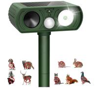 Solar Ultrasonic Animal Repellent, Keep Rodent Away Motion Detection with Flash Light for Yard Garden Lawn