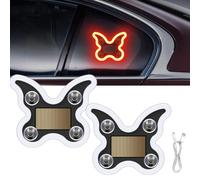 Solar USB Dual-Power Butterfly Neon Light, LED Car Window Light with 6 Lighting Modes, Vibration Induction Ambient Lighting, Vehicle Decoration for Car, Trucks & Motorcycles (2pcs Red)