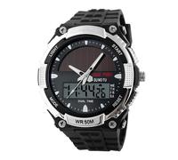 Solar Watch - Mens Solar Powered Watches, 9.45 Inches Multifunctional Digital Wristwatch with Date Display and Sport Design, Boys Fitness Drive Field Work Dress Sport Daily Wear Use