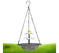 Solar Water Fountain, Aesthetic Garden Waterfall, Hanging Chain Feature, Powered Outdoor Decor, Flowing Bird Bath, Hummingbird Attraction Device, Finch Butterfly Magnet for Porch