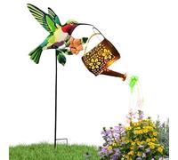 Solar Watering Can Lantern, Decorative Garden Light, Hummingbird Watering Can Ornament with LED String, Solar Powered, Garden Lantern for Backyard Patio Lawn, Walkway Landscape Night Lighting Use
