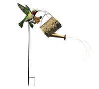 Solar Watering Can Lantern - Metal Garden Watering Can Light with LED String Lights for Hummingbird Decorative Glow, Solar Powered Outdoor Lighting with Auto On Off Sensor, 8.66x7.48 inches