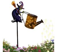 Solar Watering Can Light - 78cm Halloween Witch Skeleton Garden Decor