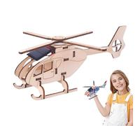 Solar Wooden Helicopter Model, Creative Stem Puzzle Solar Power, Educational Science Craft Game for Kids Birthday, Sturdy Materials Holiday, Fun Activities, 17x7cm