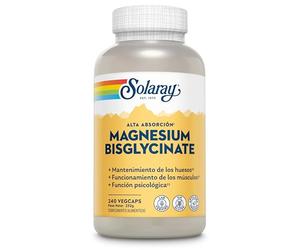Solaray | Big Bisglycinato de Magnesio 240 vegcaps | Mantenimiento de los huesos| Funcionamineto de los músculos| Funcionamineo psicologico| sin gluten | Apto para veganos