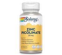 SOLARAY Picolinato de Zinc 25 mg - Suplementos de zinc para hombres y mujeres - Suplemento de apoyo inmunológico - Vegano, sin gluten, verificado en laboratorio, 60 porciones - 60 tabletas