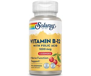 SOLARAY Vitamin B-12 1000Mcg, Cereza, Lozenges, comprimidos, 90 Unidades