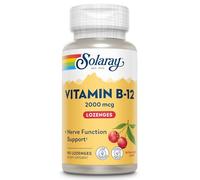 SOLARAY Vitamina B-12 2000mcg | Sabor a cereza natural sin azúcar | Energía saludable y soporte de glóbulos rojos | Sin Gluten | Apto Para Veganos | 90 Lozenges