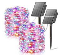 SOLARBABY 2 Pezzi Luci Solari Esterno,2 x 22m Totale 400 LED Filo di Rame Catena Luminosa Esterno Solare,8 Modalità Impermeabili Luci Solari da Giardino Decorative per Natale Albero Patio,Multicolore