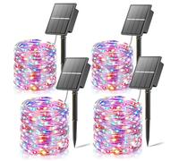 SOLARBABY Catena di luci a energia solare, per esterni, 4 x 20 m, 200 LED, resistente alle intemperie, 8 modalità, IP65, impermeabile, Natale, balcone, giardino, feste, multicolore
