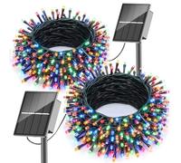 SOLARBABY Guirnaldas Luces Exterior Solar, 2 x 10M 100 LED Luces Navidad Exterior Solares 8 Modo,IP65 Impermeable Colores Navidad Cadena de Luces Solares para Exteriores Jardín Del Arbol Xmas Decor