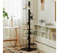 SolarBliss Estantería Invisible de 9 Niveles Torre de Libros con Lomo Vertical Ajustable en Altura Soporte Giratorio para Libros Fotos Ilustraciones Plantas en macetas,Black