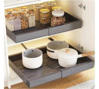 SolarBliss Uittrekbare kastorganizer,Uitbreidbare uitschuifbare Lades Met nanofilm,Uittrekbare Lades voor Kasten in keuken,Bijkeuken of badkamer (1/2pack),Black11.8-19.6x19.8x2.3in-2piece