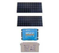 Solare Pronto Kit fotovoltaico 12V 2 paneles + Smartsolar MPPT 100/30 + Batería AGM/GEL para autocaravana y barco - Compatible con Victron (370W)