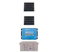 Solare Pronto Kit fotovoltaico 12V 2 paneles + Smartsolar MPPT 100/30 + Batería AGM/GEL para autocaravana y barco - Compatible con Victron (180W)