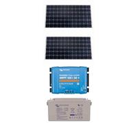 Solare Pronto Kit fotovoltaico 12V 2 paneles + Smartsolar MPPT 100/30 + Batería AGM/GEL para autocaravana y barco - Compatible con Victron (300W)
