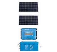 Solare Pronto Kit fotovoltaico de 12 V 2 paneles solares con cargador MPPT 100/30 para caravana y barco - Compatible con batería Victron LiFePO6 (potencia total 300 W)