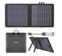 SolarEpic Panel solar plegable de 110 W, monocristalino bifacial, salida de 25.9 Voc, impermeable, para estación de energía portátil, camping, RV, con soporte y bolsa de transporte