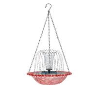 Solarer Wasserfall Hängender Pájaro | ABS, 23.5x46 Cm, Cuenco de vidrio | Al aire libre Wasserbrunnen Mit Solarpumpe, Terrasse Gartendeko | Kolibri Baño & Automatischer Futterautomat