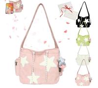 Solarix Crossbody Bag, Star Messenger Bag, Y2k Aestheic Shoulder Bag, Corduroy Tote Bag, Cute Messenger Bag for Women, Fashionable and Versatile, Commuting Cute (Pink)