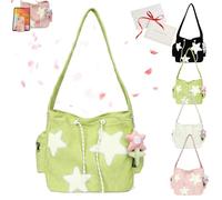 Solarix Crossbody Bag, Star Messenger Bag, Y2k Aestheic Shoulder Bag, Corduroy Tote Bag, Cute Messenger Bag for Women, Fashionable and Versatile, Commuting Cute (Green)
