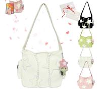 Solarix Crossbody Bag, Star Messenger Bag, Y2k Aestheic Shoulder Bag, Corduroy Tote Bag, Cute Messenger Bag for Women, Fashionable and Versatile, Commuting Cute (White)