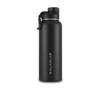SOLARLAB botella agua acero inoxidable 1,2L - botella termica, termo agua fria thermos Muy adecuado para bebidas calientes, bebidas frías, camping (Negro, 1200ML)