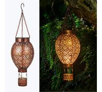 Solarlaterne für Außen, LED Metall Solar Laterne für Draußen Hängend mit IP65 Wasserdicht JOYCREATOR Gartendeko Solar Laterne Aussen für Garten Balkon Terrasse weihnachten deko (Heißluftballon)