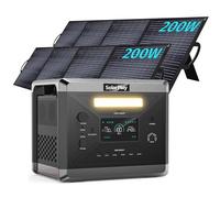 SolarPlay Q2501 Estación de Energía Portátil 2160 Wh, Batería LiFeP04 2400 W Incluir Paneles Solares de 2x200 W, Carga Completa Rápida 2h vía, Generador Solar para Exteriores, Camping, Emergencia
