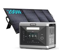 SolarPlay Q2501 Estación de Energía Portátil 2160 Wh, Batería LiFeP04 2400 W Incluir Paneles Solares de 200 W, Carga Completa Rápida 2h vía, Generador Solar para Exteriores, Camping, Emergencia