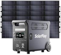 SolarPlay Q3600 AC Portable Electric Generator 3600W,Portable Power Station 3840Wh LiFePO4,Fast Charging 2.5h,UPS,Generator Electric Inverter Backup Power Supply (Q3600+400W*4)