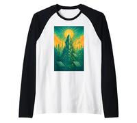 Solarpunk Eco Futuro Ciudad Arte Naturaleza Tecnología Sostenibilidad EV Camiseta Manga Raglan