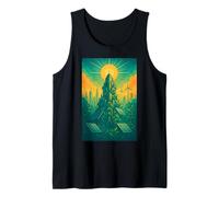 Solarpunk Eco Futuro Ciudad Arte Naturaleza Tecnología Sostenibilidad EV Camiseta sin Mangas