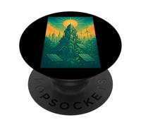 Solarpunk Eco Futuro Ciudad Arte Naturaleza Tecnología Sostenibilidad EV PopSockets PopGrip Adhesivo