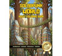 Solarpunk World: Adult Coloring Book: 50 Unique Designs of Futuristic Cities, Nature, Fashion & Mechanical Life