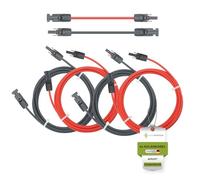 Solartronics 2 pares de cables solares 4mm² 0,5 m, rojo/negro, resistente a los rayos UV, impermeable, cable de conexión solar fotovoltaico