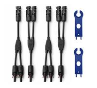SOLARTRONICS 2 pares de distribuidores de 2 vías con cable, 2 a 1 cable de conexión 6 mm², conector solar en Y, 2 llaves tensoras de 1000 V, conector de cable solar PV, resistente al agua IP67