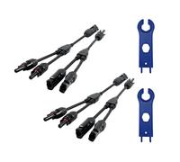 SOLARTRONICS 2 pares de distribuidores de 2 vías con cable, 2 a 1 cable de conexión, conector solar en Y, 2 llaves tensoras de 1000 V, conector de cable solar PV resistente al agua IP67 resistente a